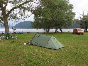 Our riverside campsite near Brnjica. 